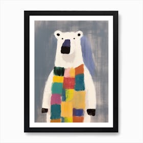 Polar Bear 2 Kids Patchwork Painting Art Print