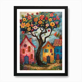 Tree And A House Art Print