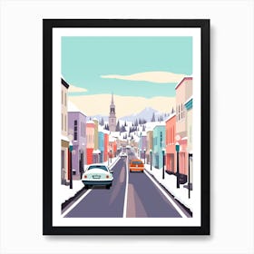 Vintage Winter Travel Illustration Reykjavik Iceland 3 Art Print