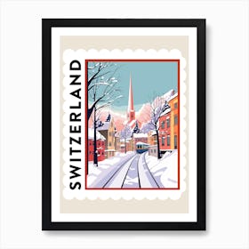 Retro Winter Stamp Poster Zurich Switzerland 3 Art Print