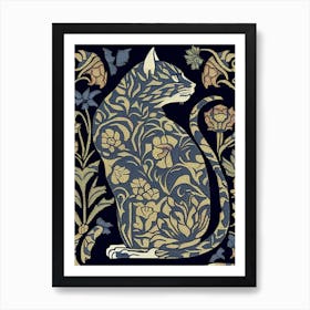 William Morris  Style Cat 1 Art Print