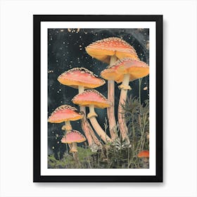 Retro Kitsch Mushroom Collage 1 Art Print