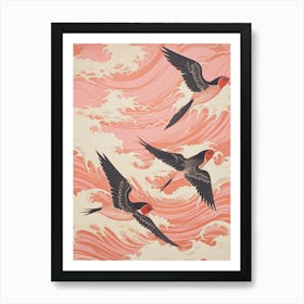 Vintage Japanese Inspired Bird Print Barn Swallow 4 Art Print