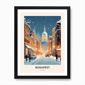 Winter Night  Travel Poster Budapest Hungary 4 Art Print