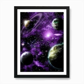 Purple Planets In Space Art Print