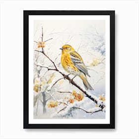 Winter Bird Painting Yellowhammer 1 Art Print