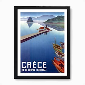 Fishing Boats In Corfu, Greece Art Print
