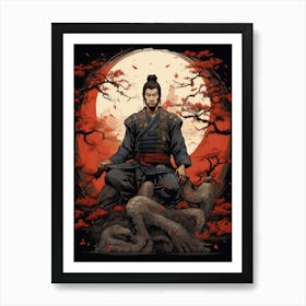 Japanese Samurai Illustration 20 Art Print