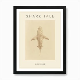 Vintage Nurse Shark Pencil Illustration 2 Poster Art Print