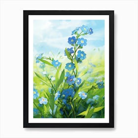 Forget Me Not In Green Field (2) Art Print