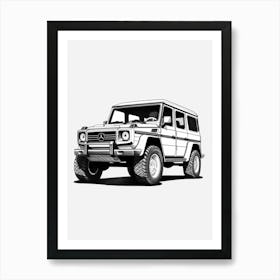 Mercedes Benz G Wagon Line Drawing 7 Art Print