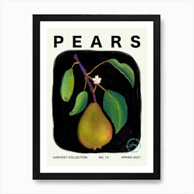Pears Fruit Kitchen Typography Art Print