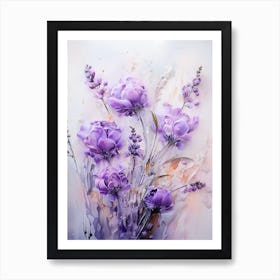 Purple Flowers In A Vase Art Print