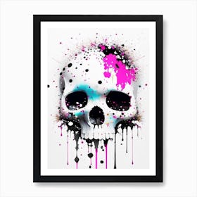 Skull With Splatter Effects Kawaii Art Print