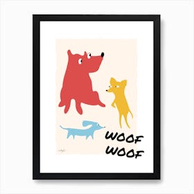 Cute Colourful Dogs Art Print