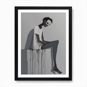 Man Sitting On A Wall Art Print