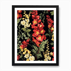 Snapdragon 2 William Morris Style Winter Florals Art Print