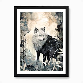 Tundra Wolf Vintage Painting 2 Art Print