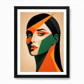Geometric Woman Portrait Pop Art (67) Art Print