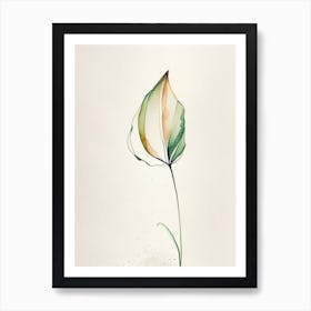 Tulip Leaf Minimalist Watercolour 2 Art Print