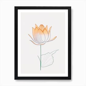 Lotus Flower In Garden Minimal Line Drawing 1 Art Print