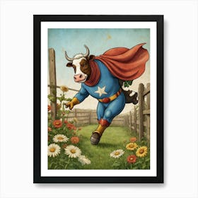 Superhero Cow Art Print