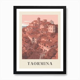 Taormina Vintage Pink Italy Poster Art Print