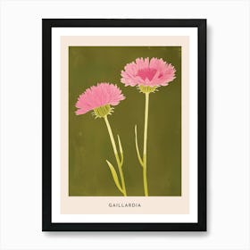 Pink & Green Gaillardia 2 Flower Poster Art Print