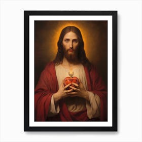 Sacred Heart Of Jesus, Oil On Canvas Portuguese School, 19th Century 005 Art Print