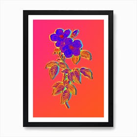 Neon Tea Scented Roses Bloom Botanical in Hot Pink and Electric Blue n.0385 Art Print