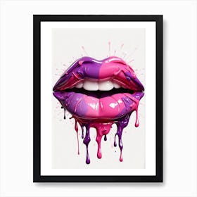 Purple And Pink Lips Art Print