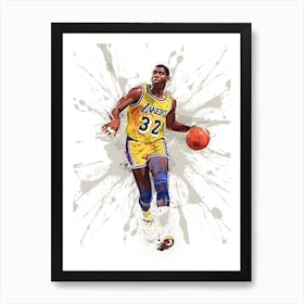 Magic Johnson La Lakers Art Print