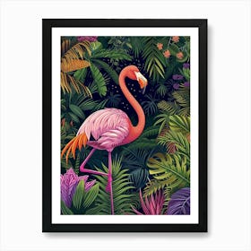 Greater Flamingo Portugal Tropical Illustration 5 Art Print