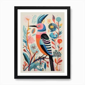 Colourful Scandi Bird Hoopoe 4 Art Print