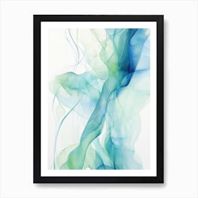 Abstract Blue Green Smoke Art Print