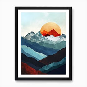 Luminous Ledges: Minimalist Peaks Art Print