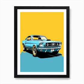 Ford Mustang Line Drawing 3 Art Print