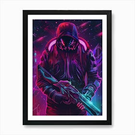 Neon Gaming Cyberpunk Art Art Print