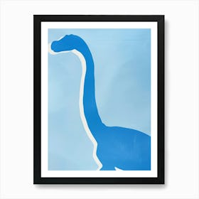 Blue Tones Dinosaur Portrait Silhouette Art Print