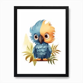 Watercolour Jungle Animal Baby Macaw 4 Art Print