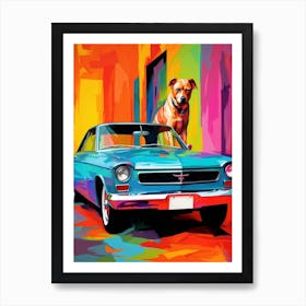 Dodge Charger Vintage Car With A Dog, Matisse Style Painting 0 Art Print