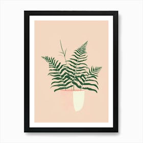 Fern Plant Minimalist Illustration 6 Art Print