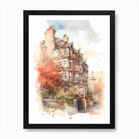 Camberwell London Neighborhood, Watercolour 4 Art Print