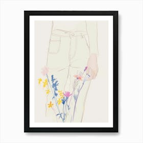 Jean Line Art Flowers 1 Art Print