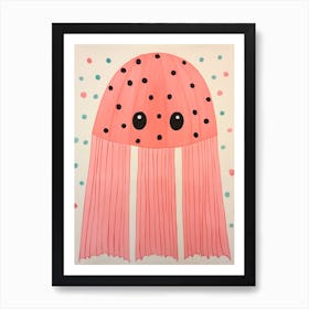 Pink Polka Dot Jellyfish Art Print