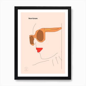 Retro - Horizon Woman Face Art Print