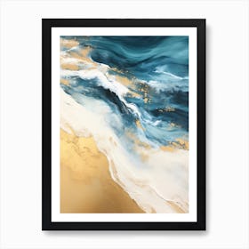 Gold And Blue Ocean Art Print