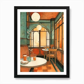 Cozy Cafe Corner Illustration 4 Art Print