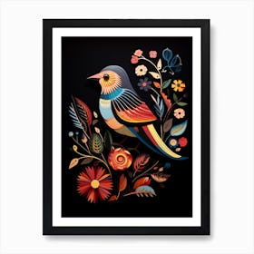 Folk Bird Illustration House Sparrow 3 Art Print