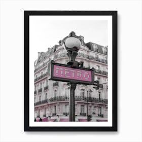 Black & White Pink Metro Art Print